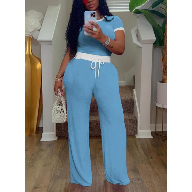Womens Two Piece Outfits Casual Sweatsuits Set Short Sleeve Matching Sets Tracksuit